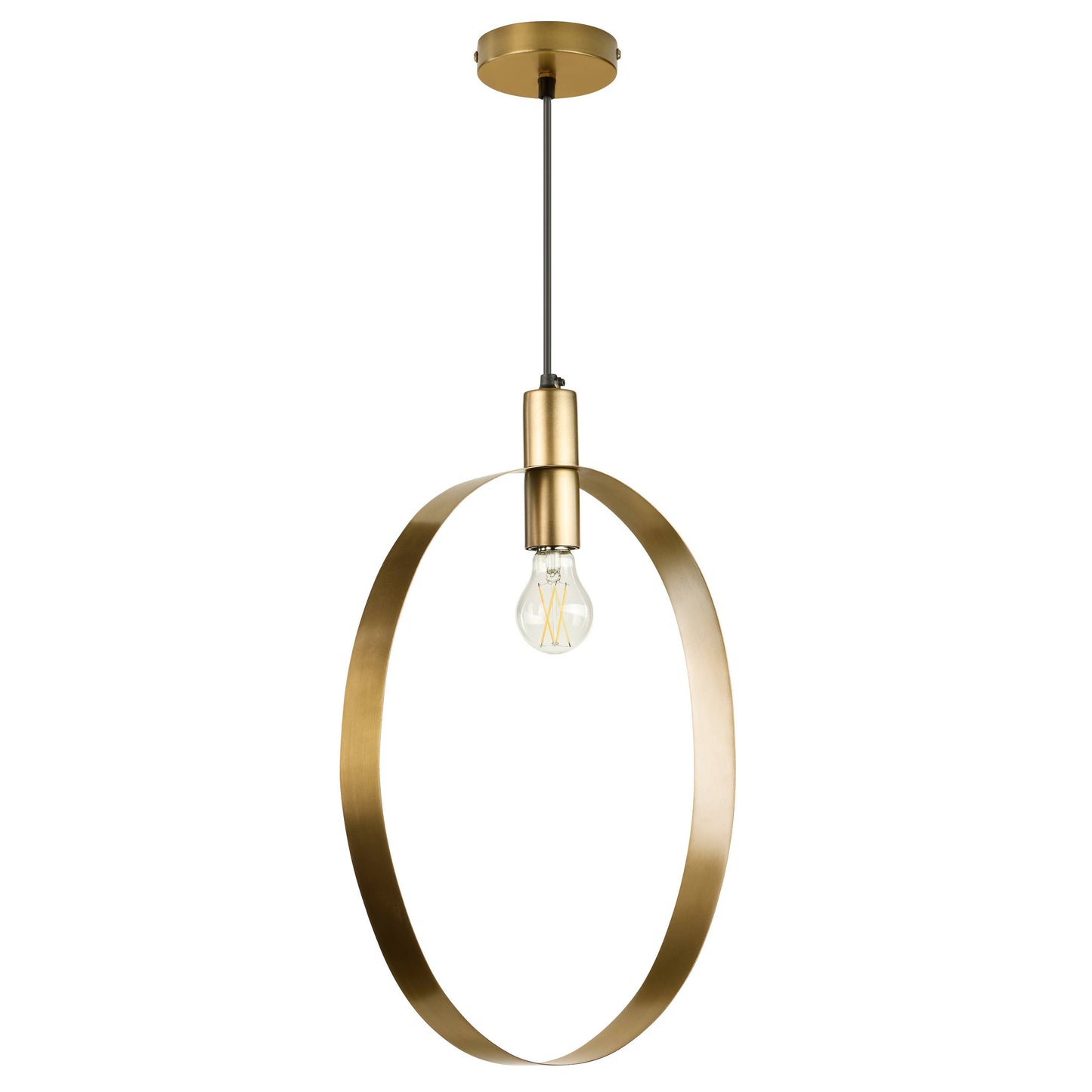 20"H Marquis Modern Brushed Gold Oval Shade Pendant