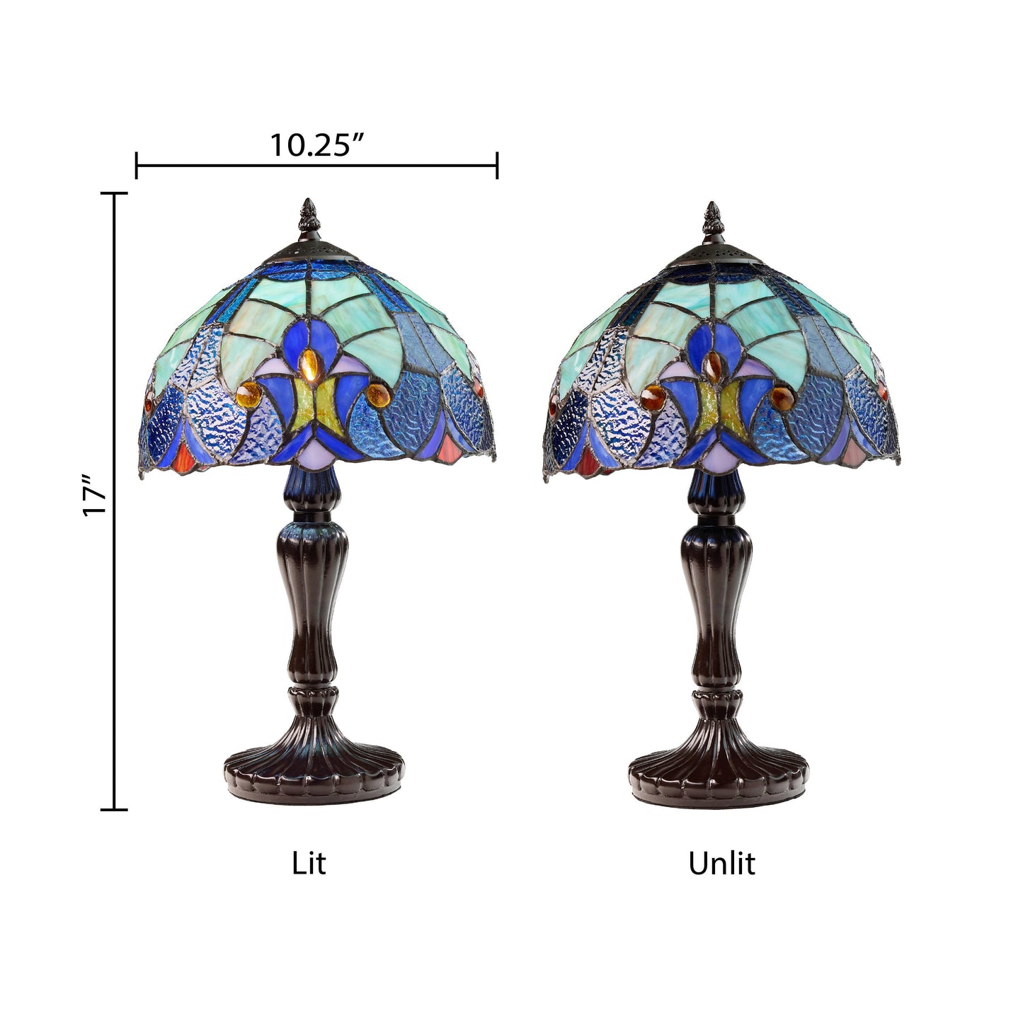 17"H Halston Candlestick Base Dome Shade stained glass Table Lamp