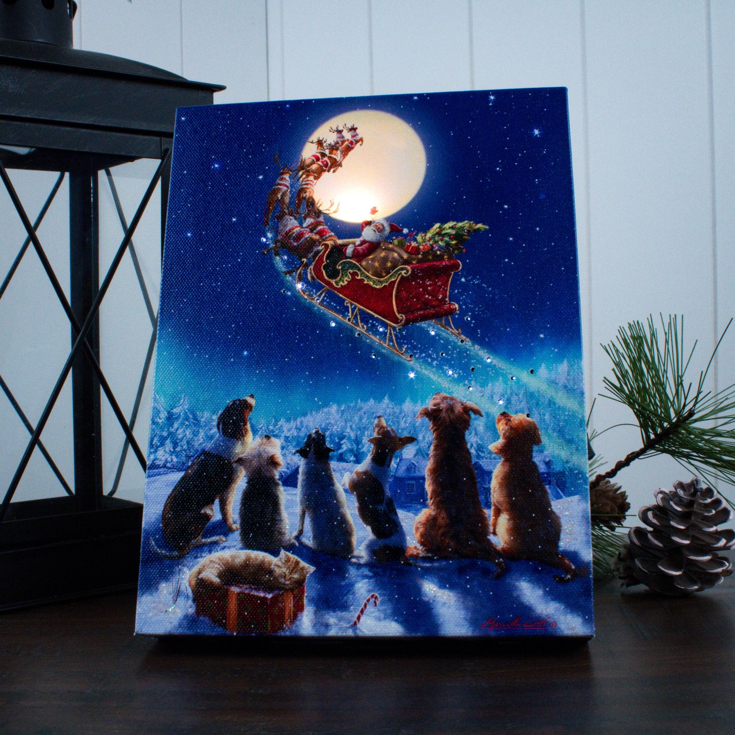 Santa's Arrival 8x6 Lighted Tabletop Canvas