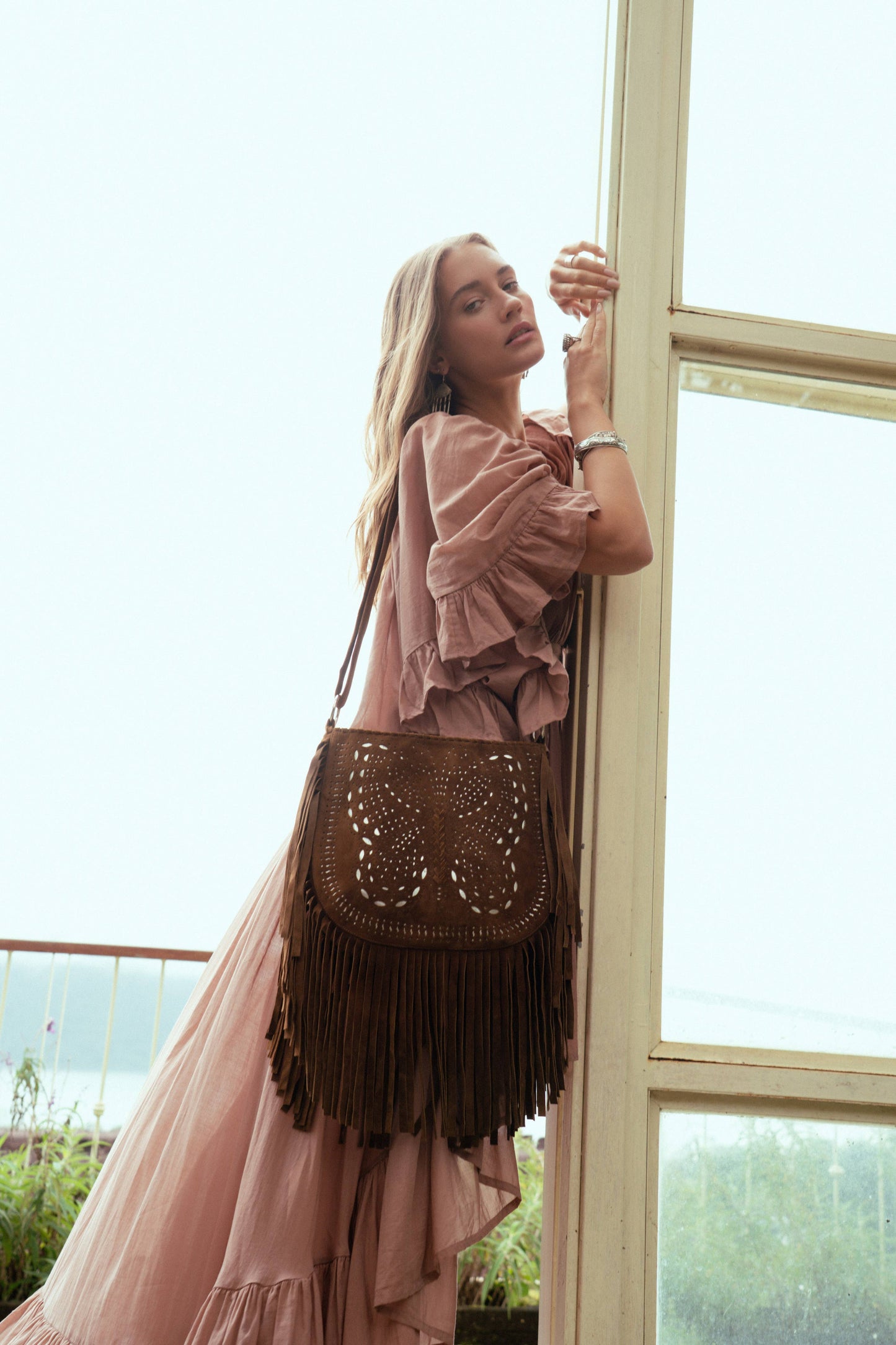 California Sister Butterfly Bag Whiskey/Silver