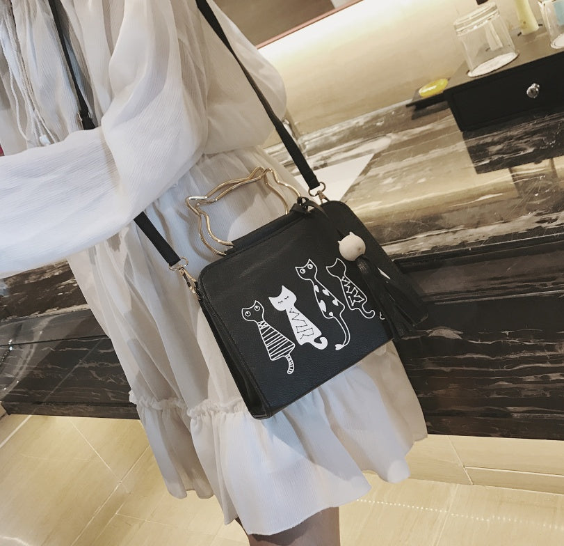Trend printing shoulder bag Simple cat handbag diagonal cat bag