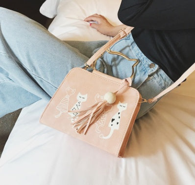 Trend printing shoulder bag Simple cat handbag diagonal cat bag