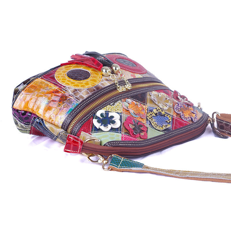 "The patchwork Boho" Leather Messenger Bag