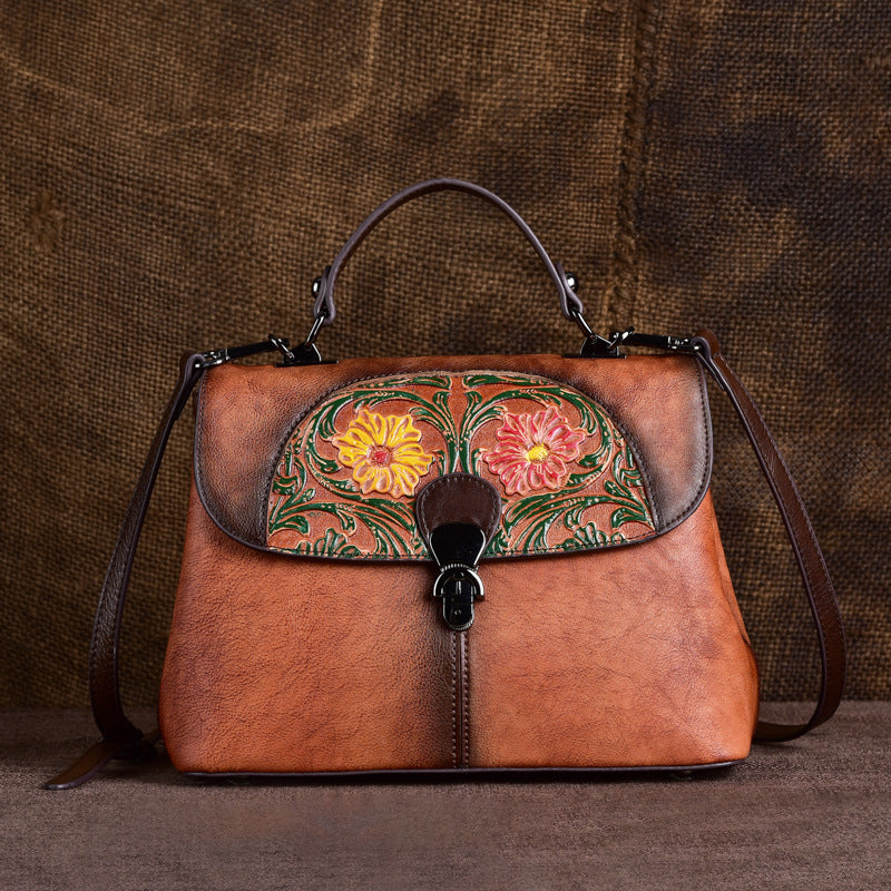 Pushing up daisies Embossed Retro Hand Rub Handbag