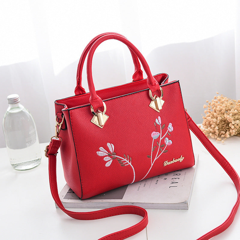 "Windy Wildflowers" embroidered women Messenger Shoulder Handbag