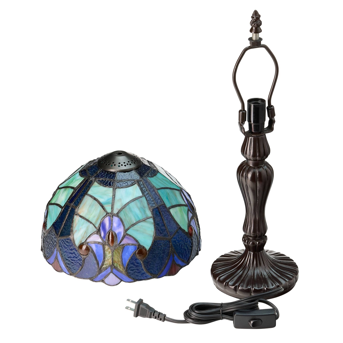 17"H Halston Candlestick Base Dome Shade stained glass Table Lamp