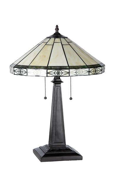 BELLE" Tiffany-style Mission 2 Light Table Lamp 16" Shade