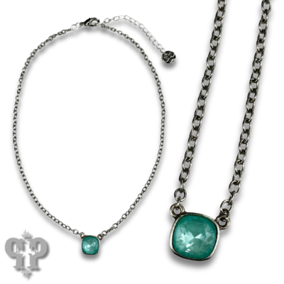 Square crystal from Swarovski® chain necklace, 10mm