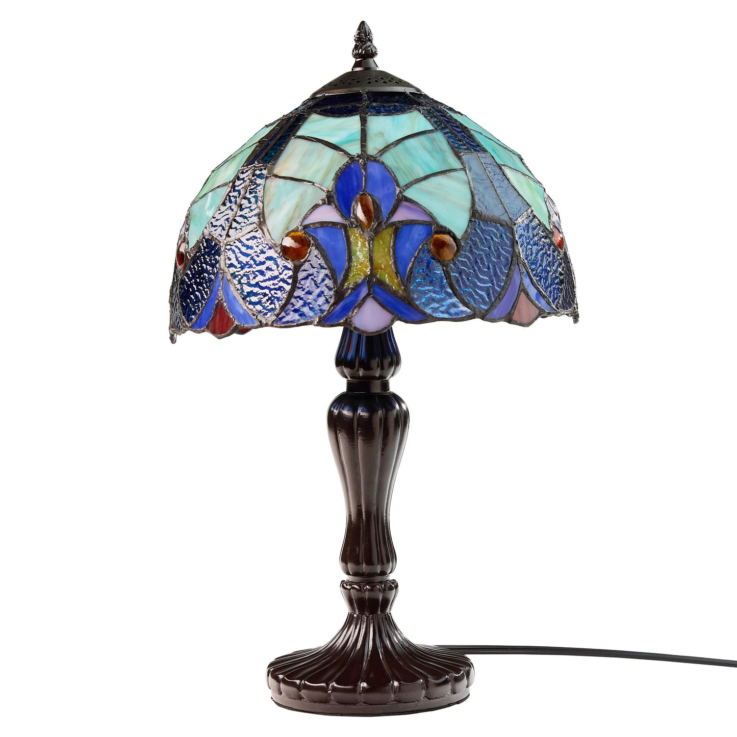 17"H Halston Candlestick Base Dome Shade stained glass Table Lamp