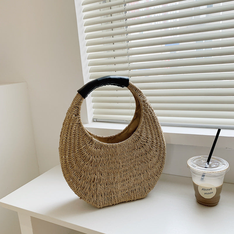 Rattan Moon Handbag