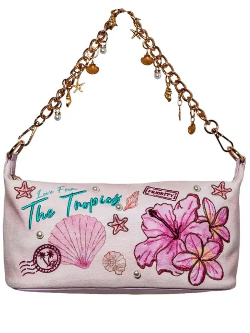 Tropical Charm Beaded Shoulder Bag