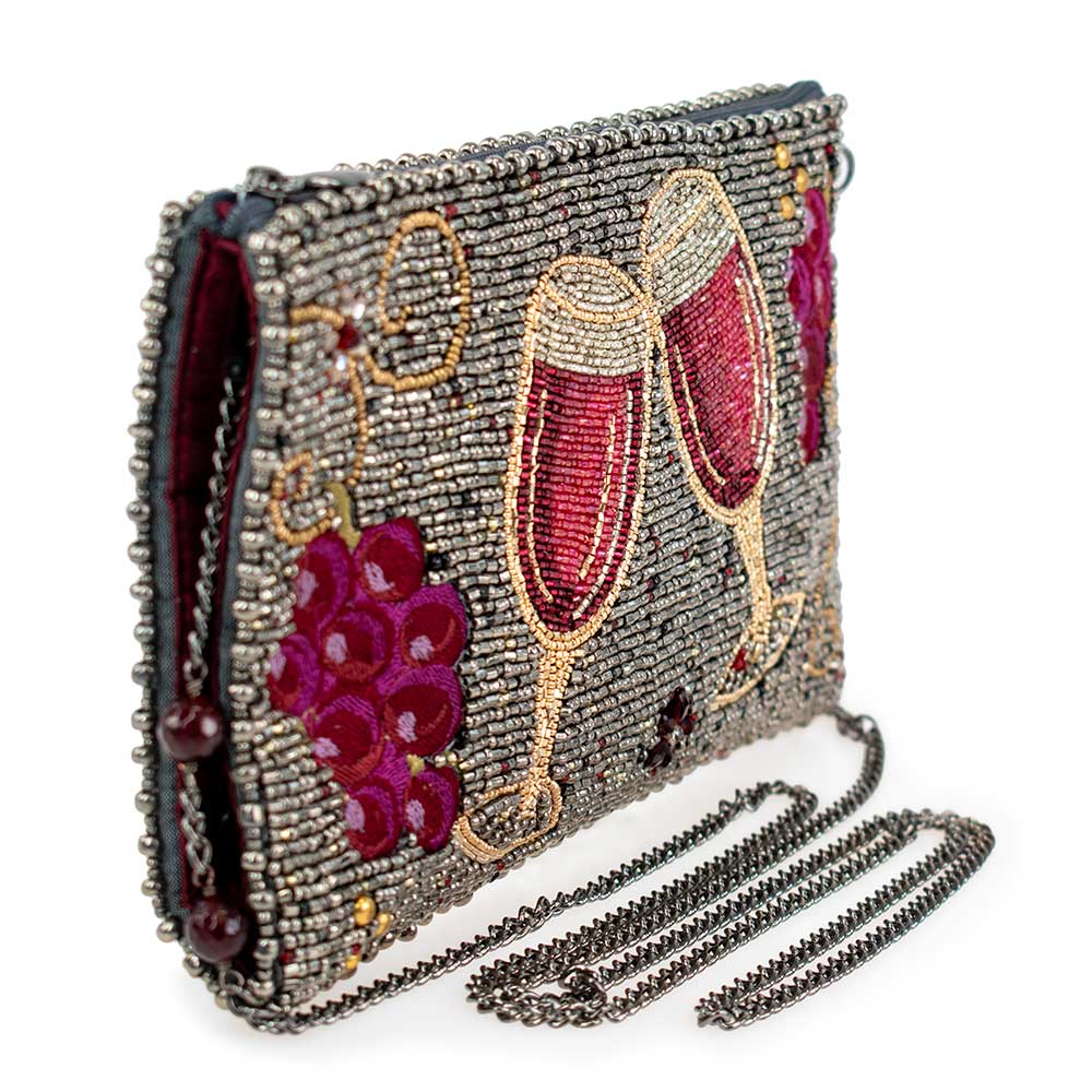 Wine Tasting Beaded Wine Glasses Crossbody Phone Bag