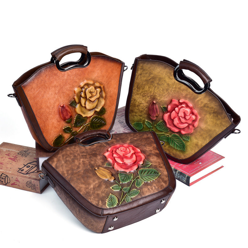 "The sally" retro inspired embossed messenger bag