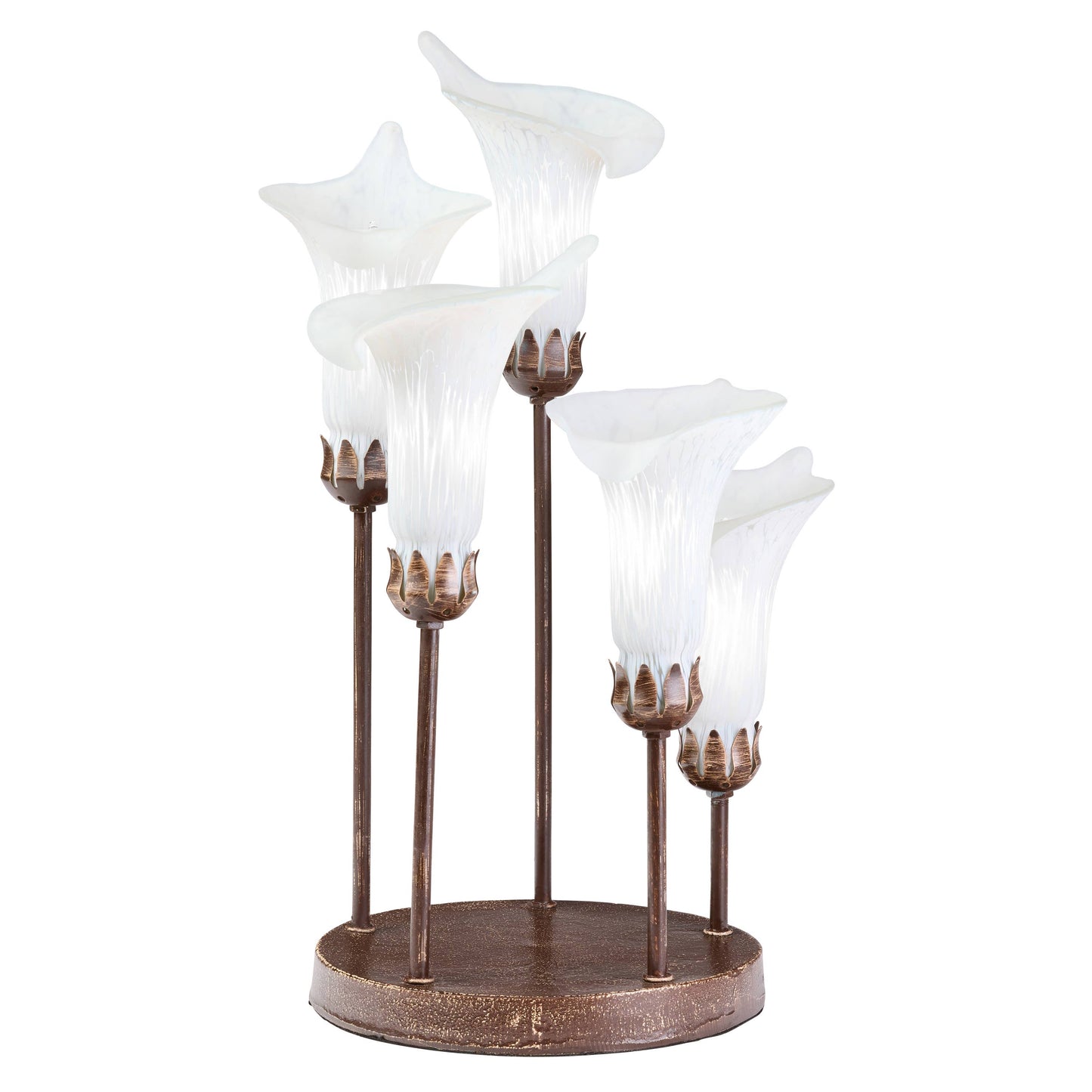 19.5"H Calla Lily Bronze Base with White Shades Table Lamp
