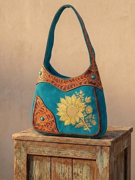 American Darling Turquoise Sunrise Sunflower Boho Shoulder Bag