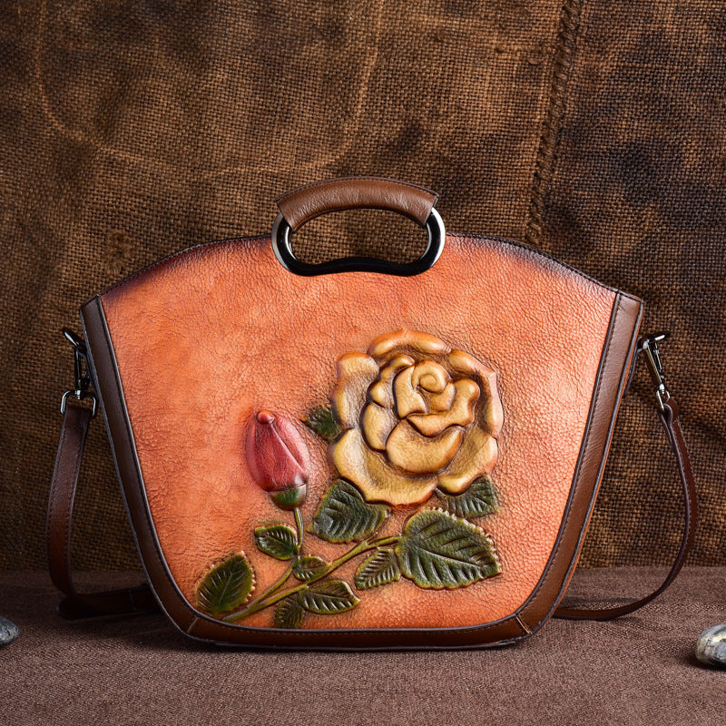 "The sally" retro inspired embossed messenger bag