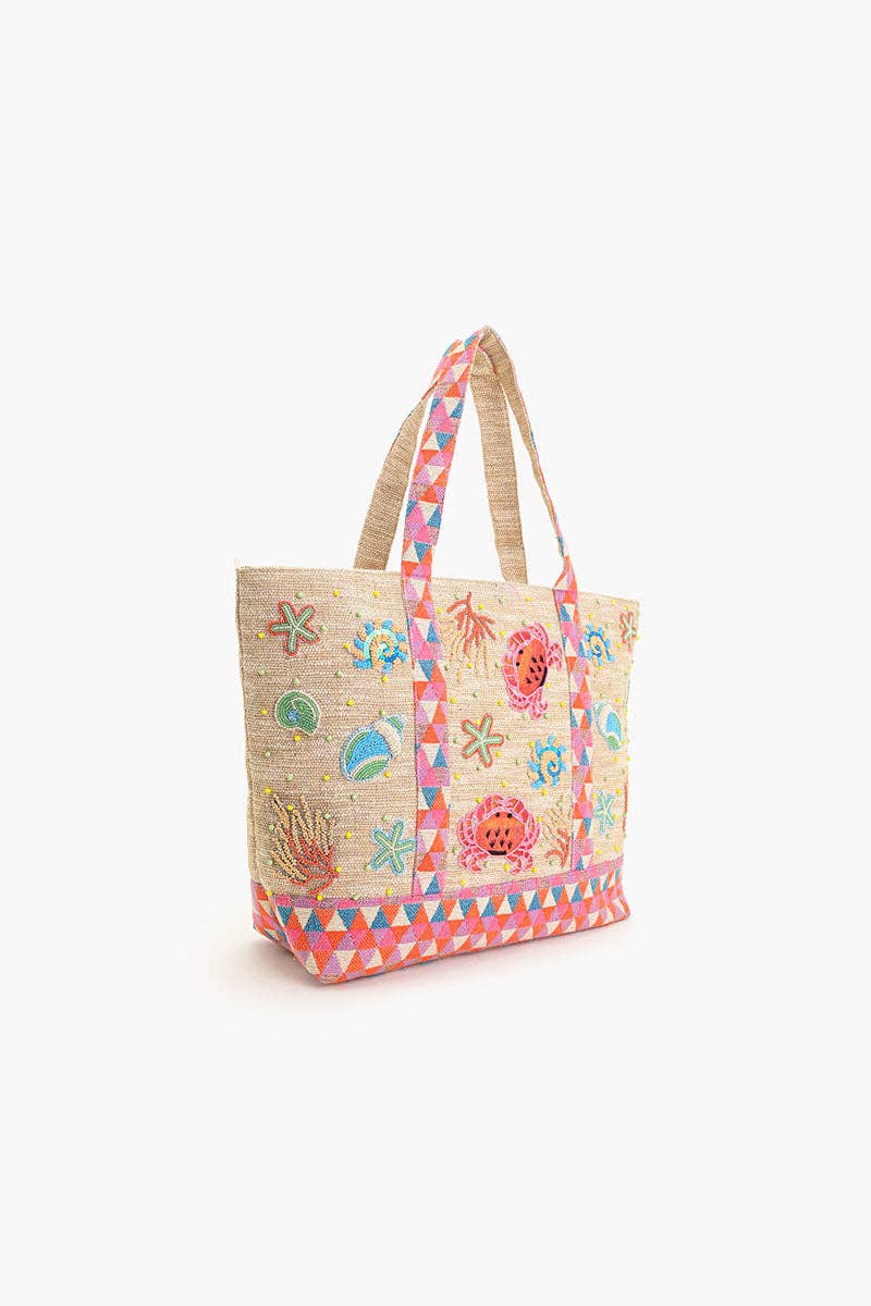 America & Beyond Crab Shell Embelished Boat Tote