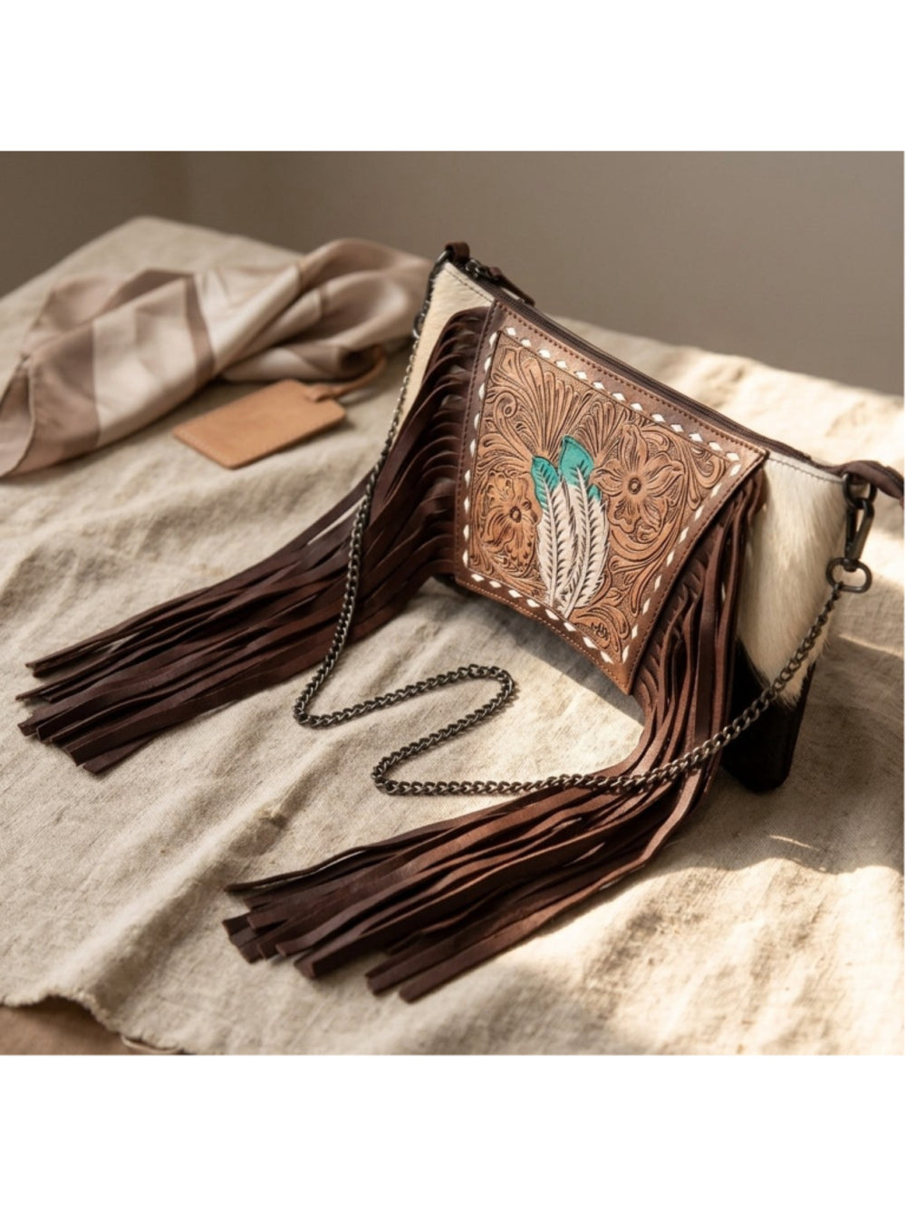 American Darling Feather Spirit Boho Western Fringe Crossbody Clutch