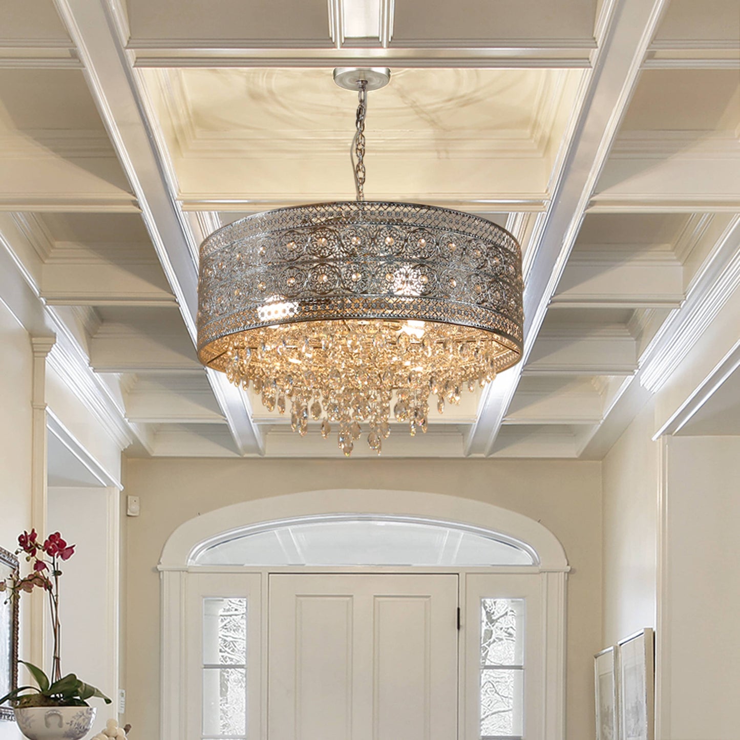 24"W Harley Polished Nickel 3-Light Chandelier