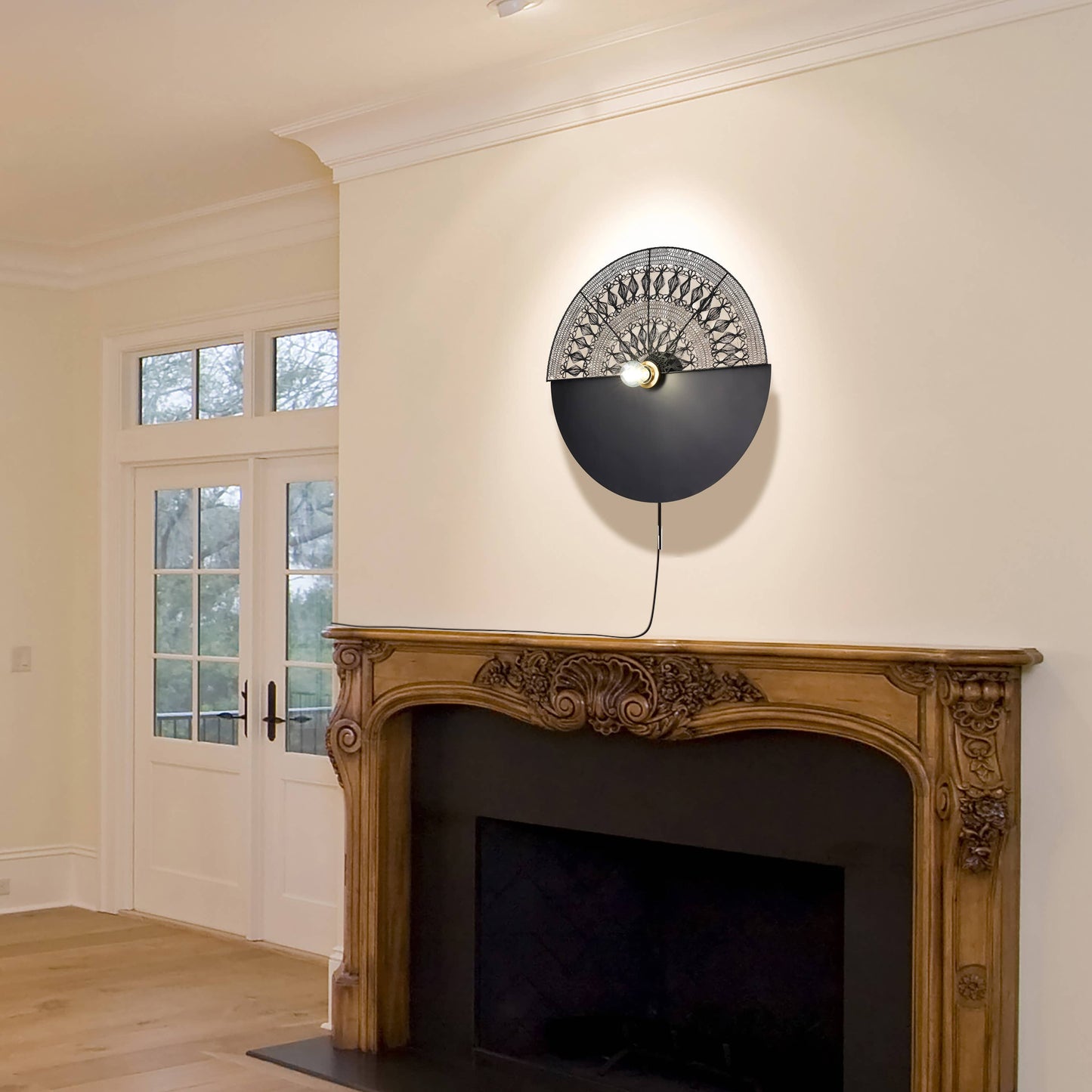 24"H Modern Black Indoor Plug In Wall Sconce