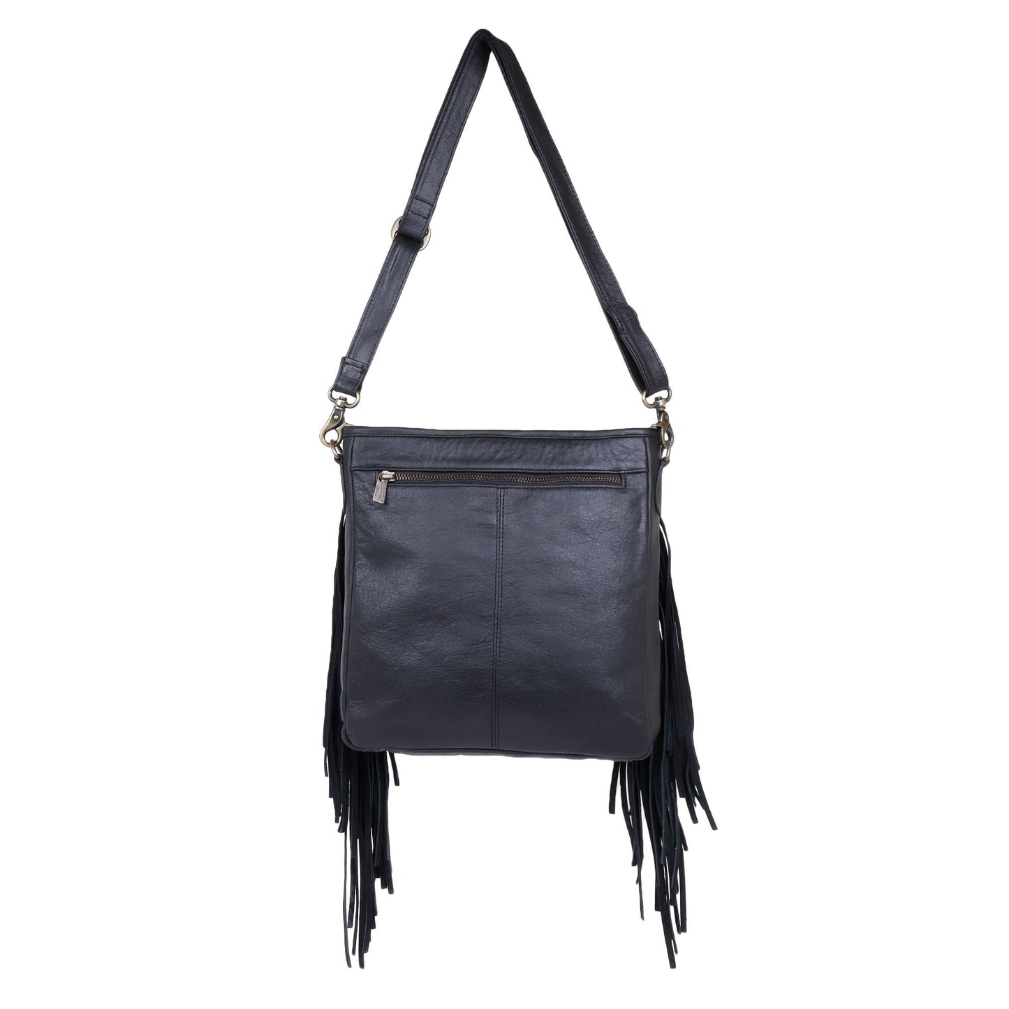 Leather Suede Fringed Crossbody Bag