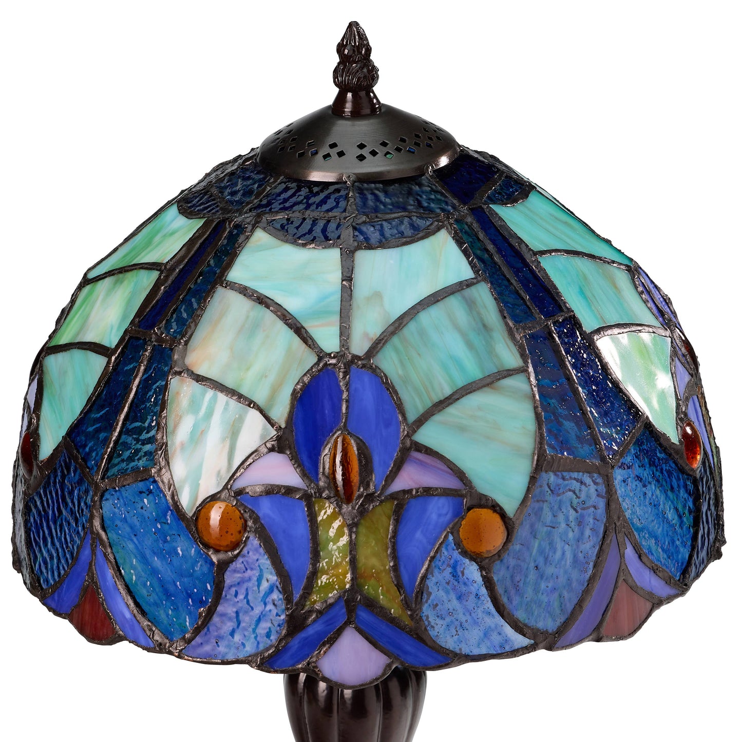 17"H Halston Candlestick Base Dome Shade stained glass Table Lamp