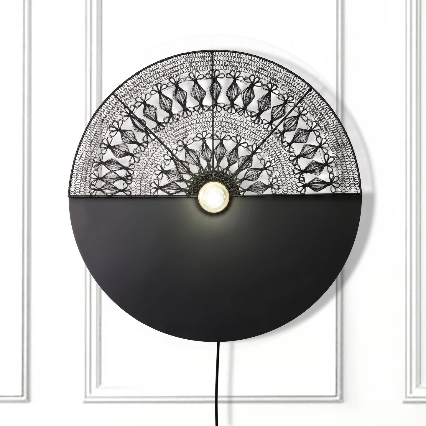 24"H Modern Black Indoor Plug In Wall Sconce