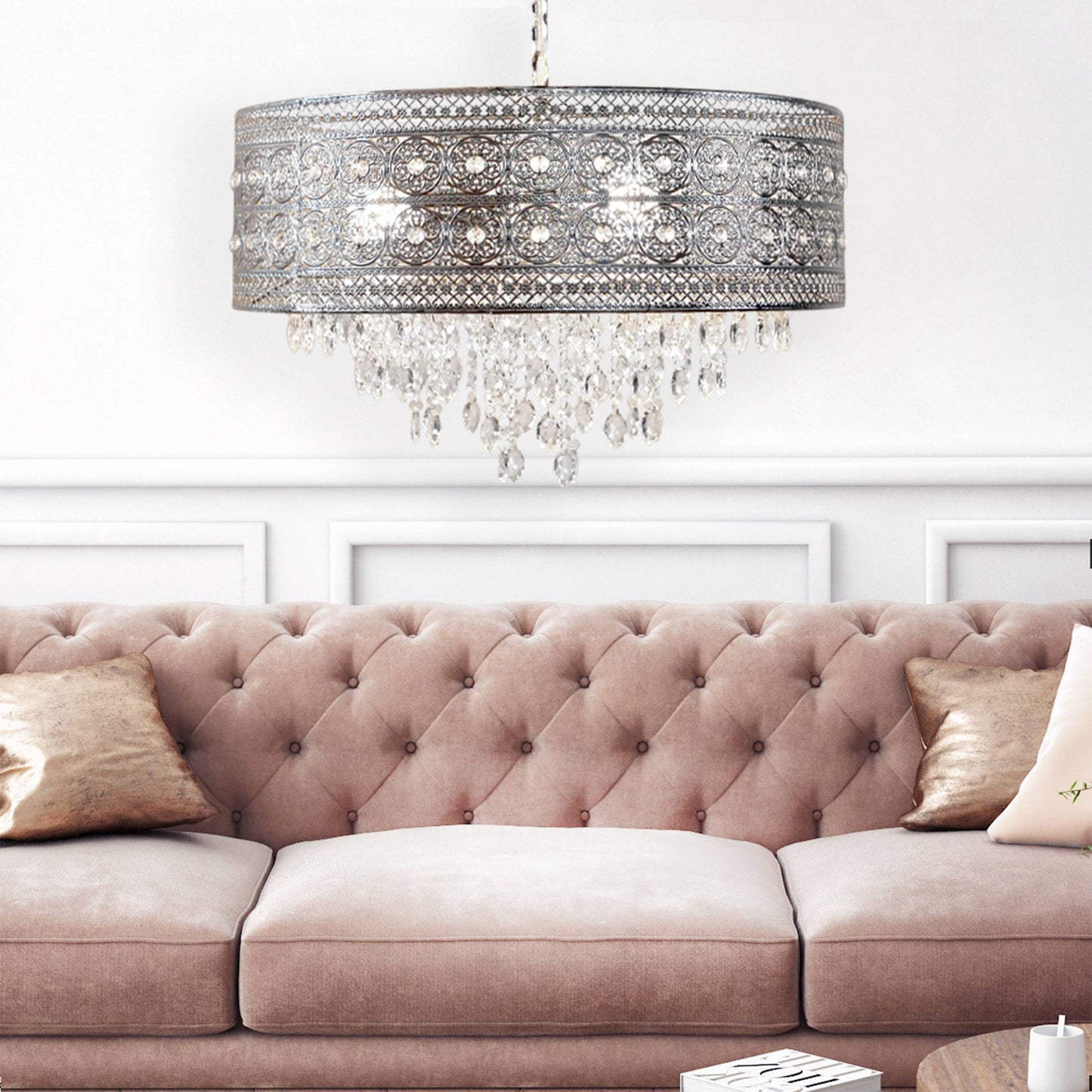24"W Harley Polished Nickel 3-Light Chandelier