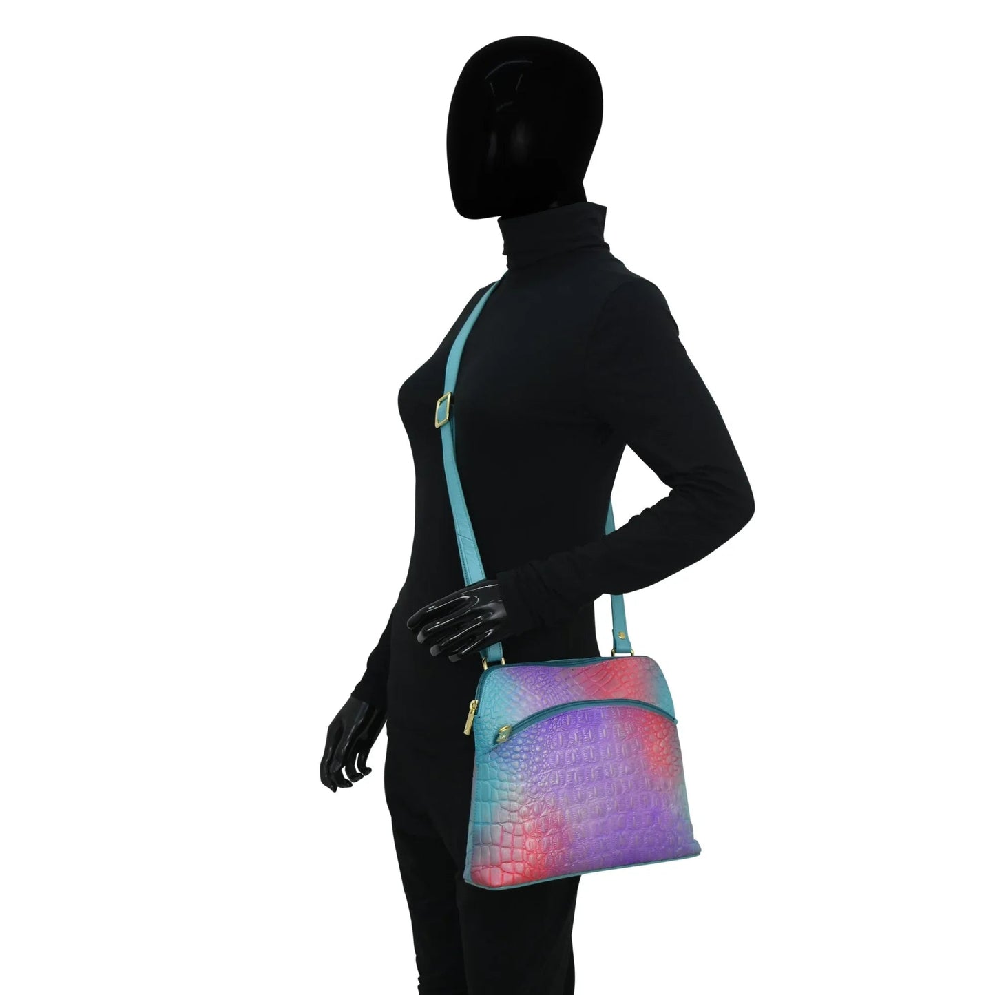 Anuschka Croc embossed Tye Dye Ombre Medium Crossbody - 7582