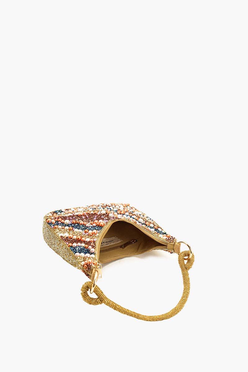America & Beyond Pearl Beaded Hobo Bag