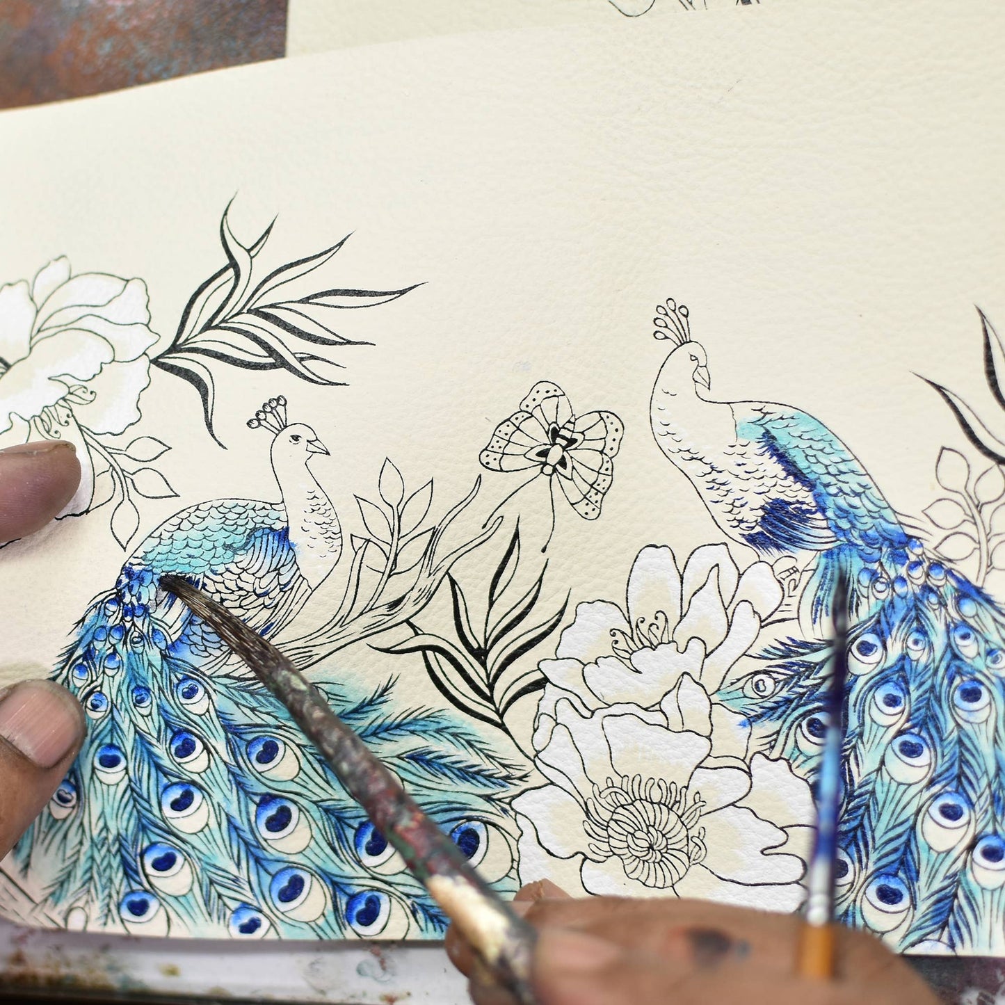 Anuschka Flap Crossbody - 683- white with peacock
