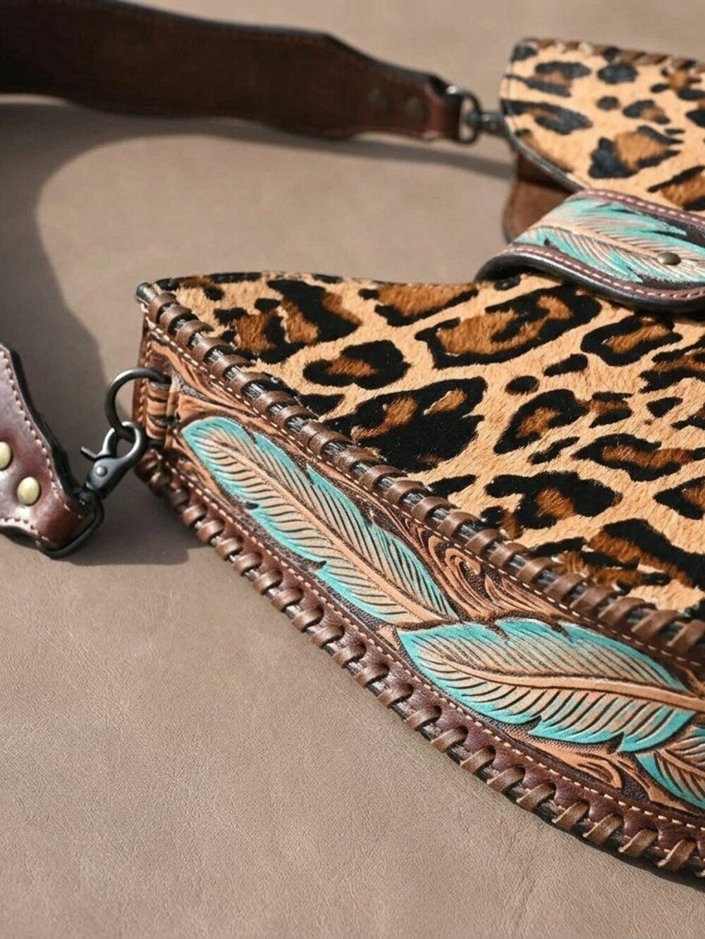 American Darling Wild Feather Western Hair on Hobo Bag