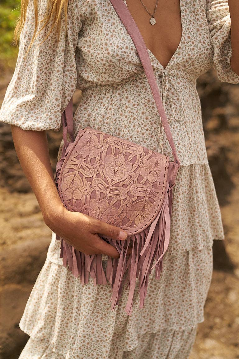 Antheia Fringe Bag Antique Dusty Pink