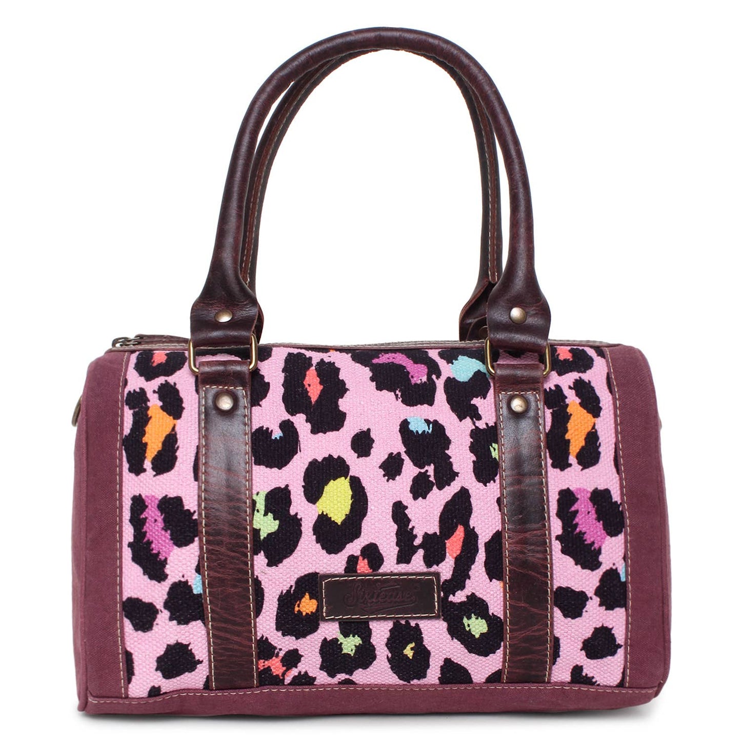Animal Print Upcycled Top handle bag