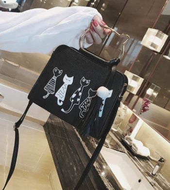 Trend printing shoulder bag Simple cat handbag diagonal cat bag