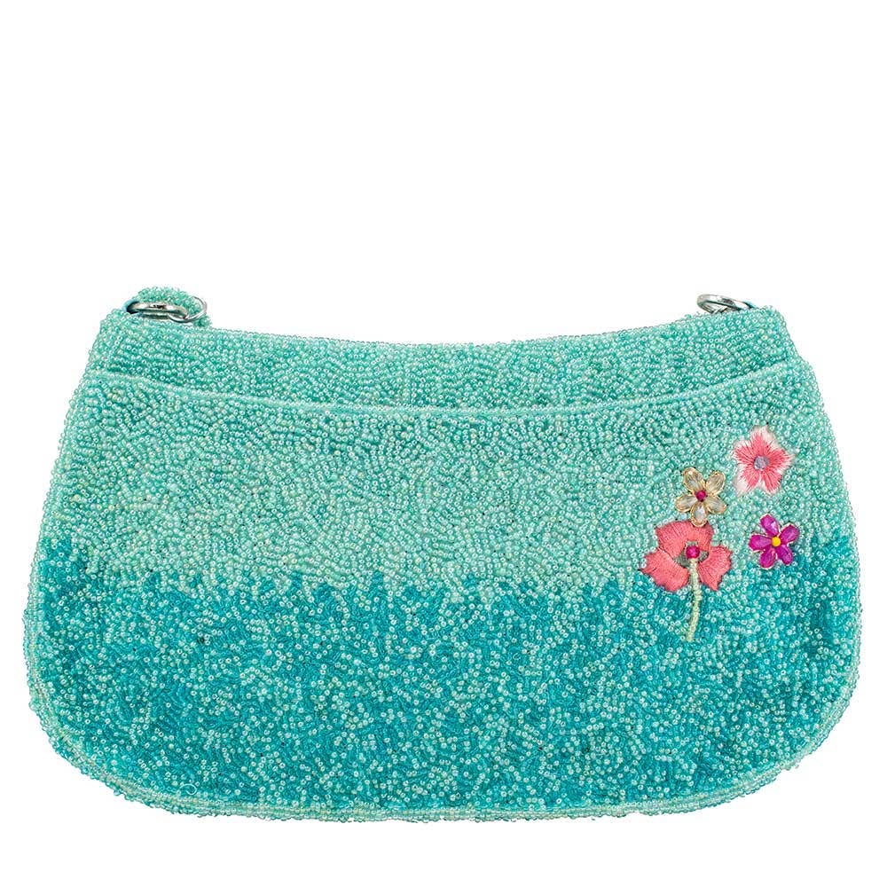 Flirty Flamingos Beaded Pink Flamingos Crossbody Handbag