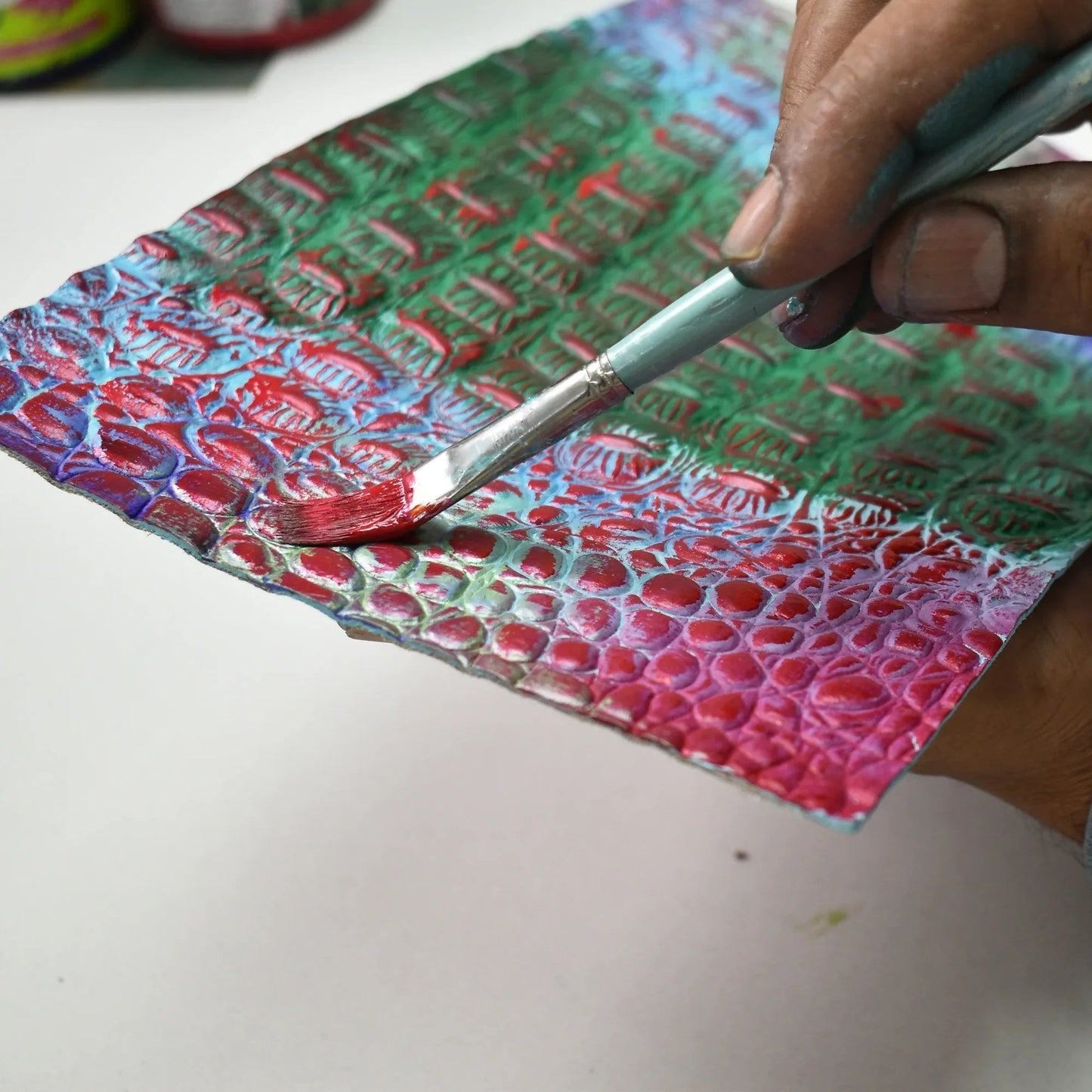 Anuschka Day Dreams Croc Embossed pink and green ombre Three Fold Wallet - 1150