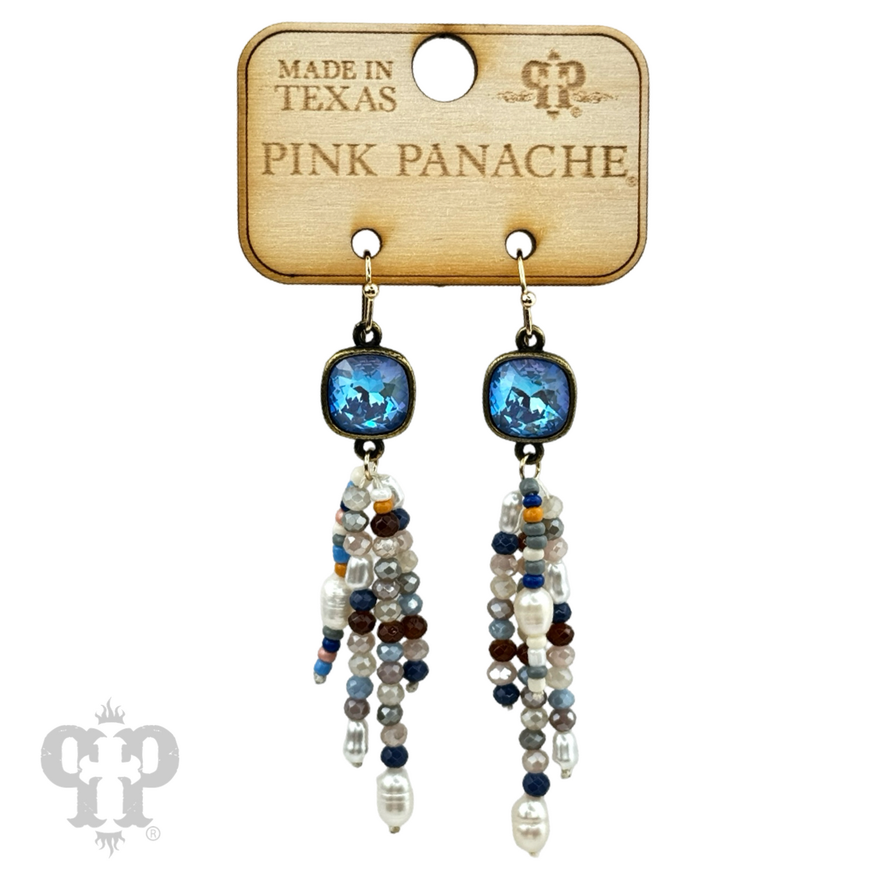 Bead fringe earring, Austrian crystal - LC