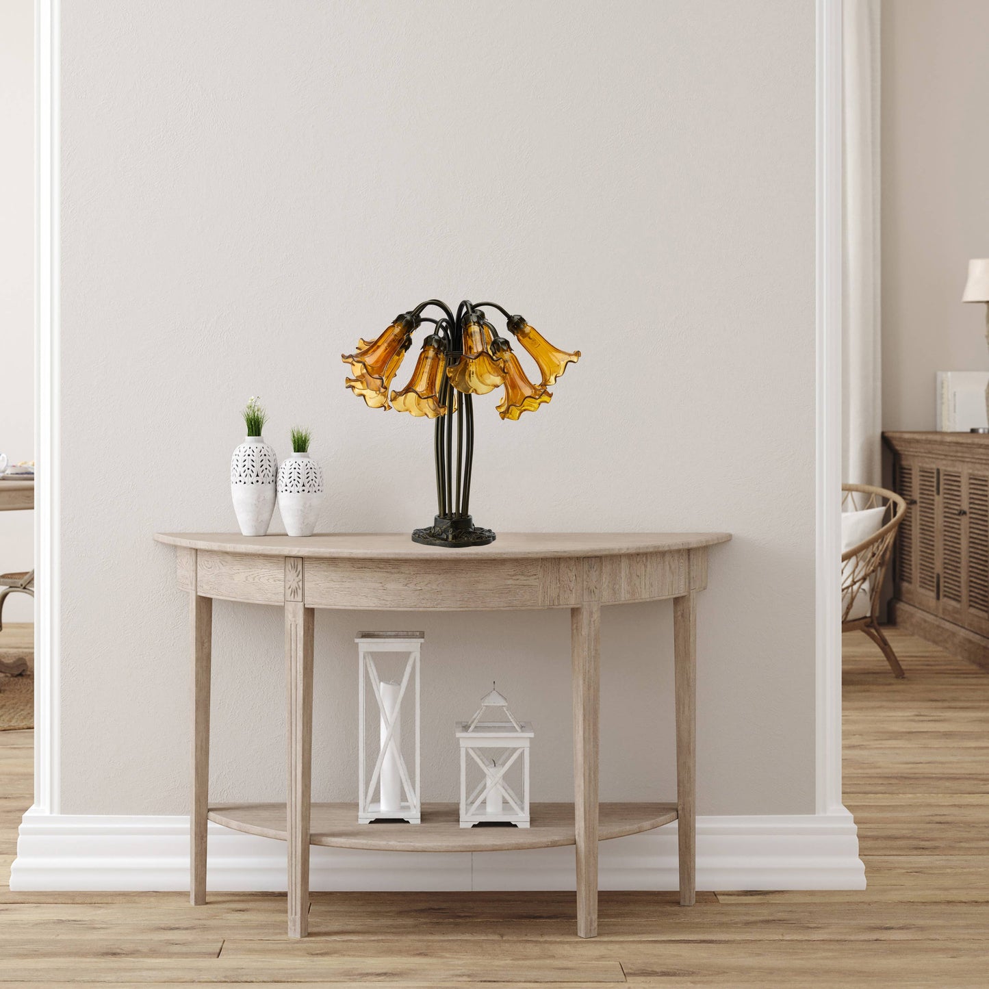 21"H Lily 10 Light Amber Shade Table Lamp