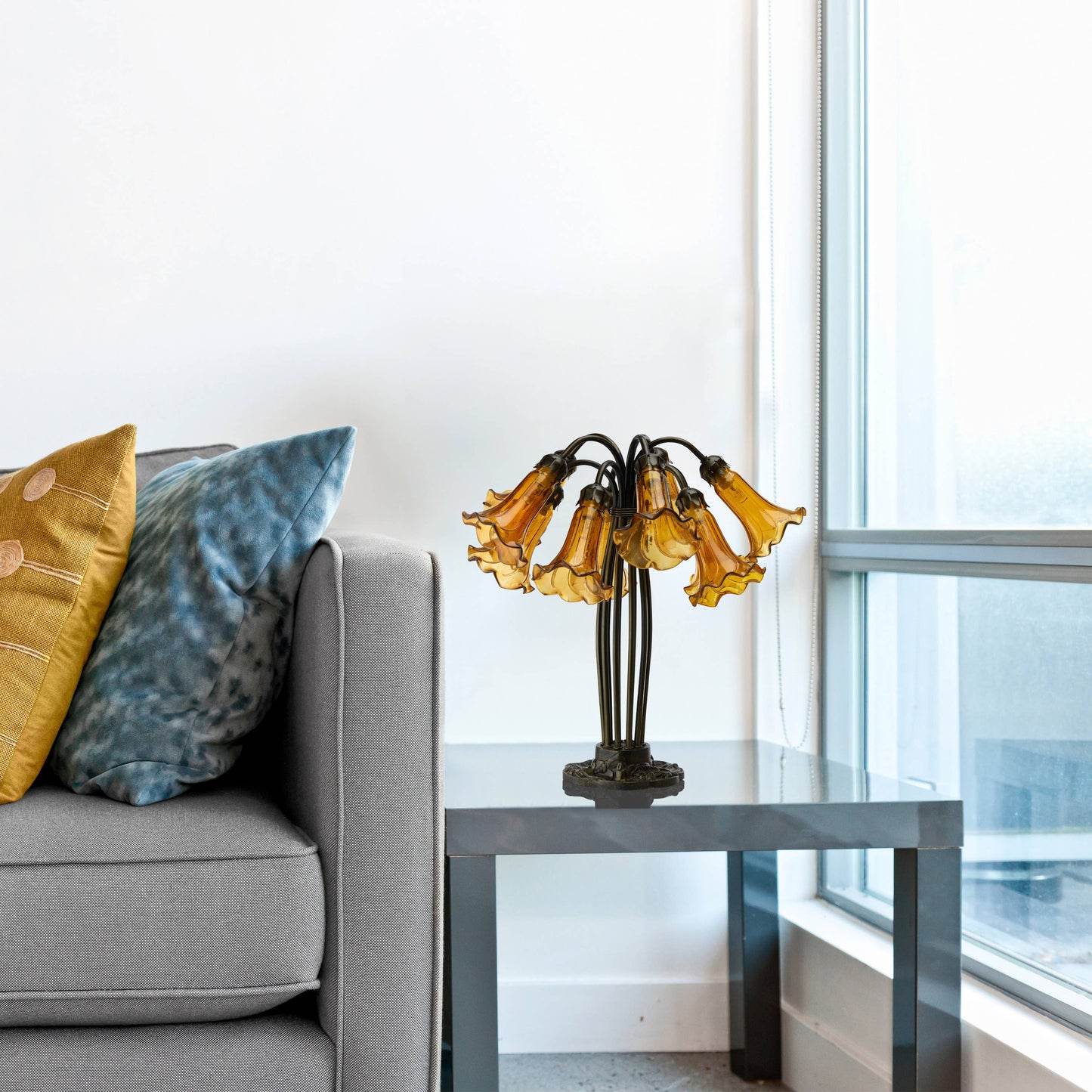 21"H Lily 10 Light Amber Shade Table Lamp
