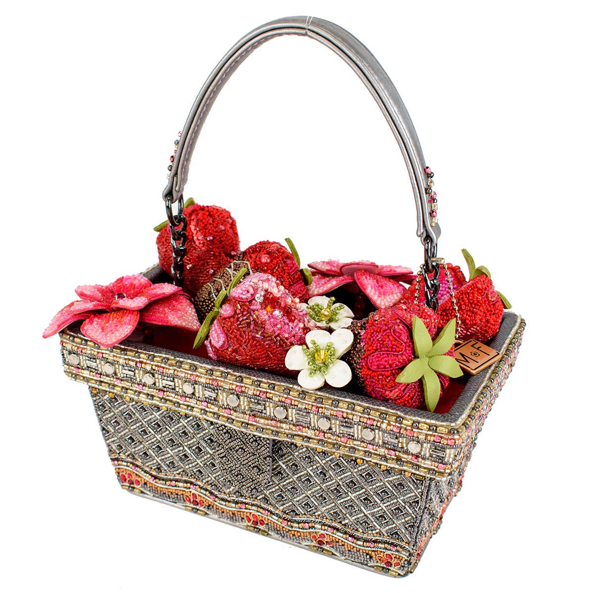 Berry Beautiful Top Handle Beaded Strawberry Basket Bag