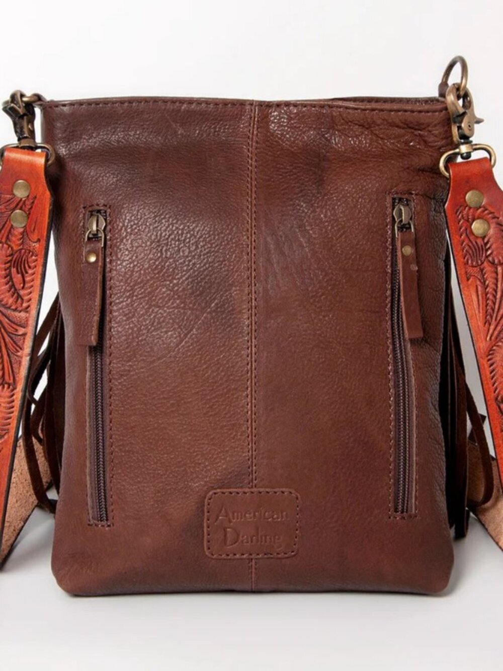 American Darling Sunflowers in the Desert Tooled Fringe Crossbody