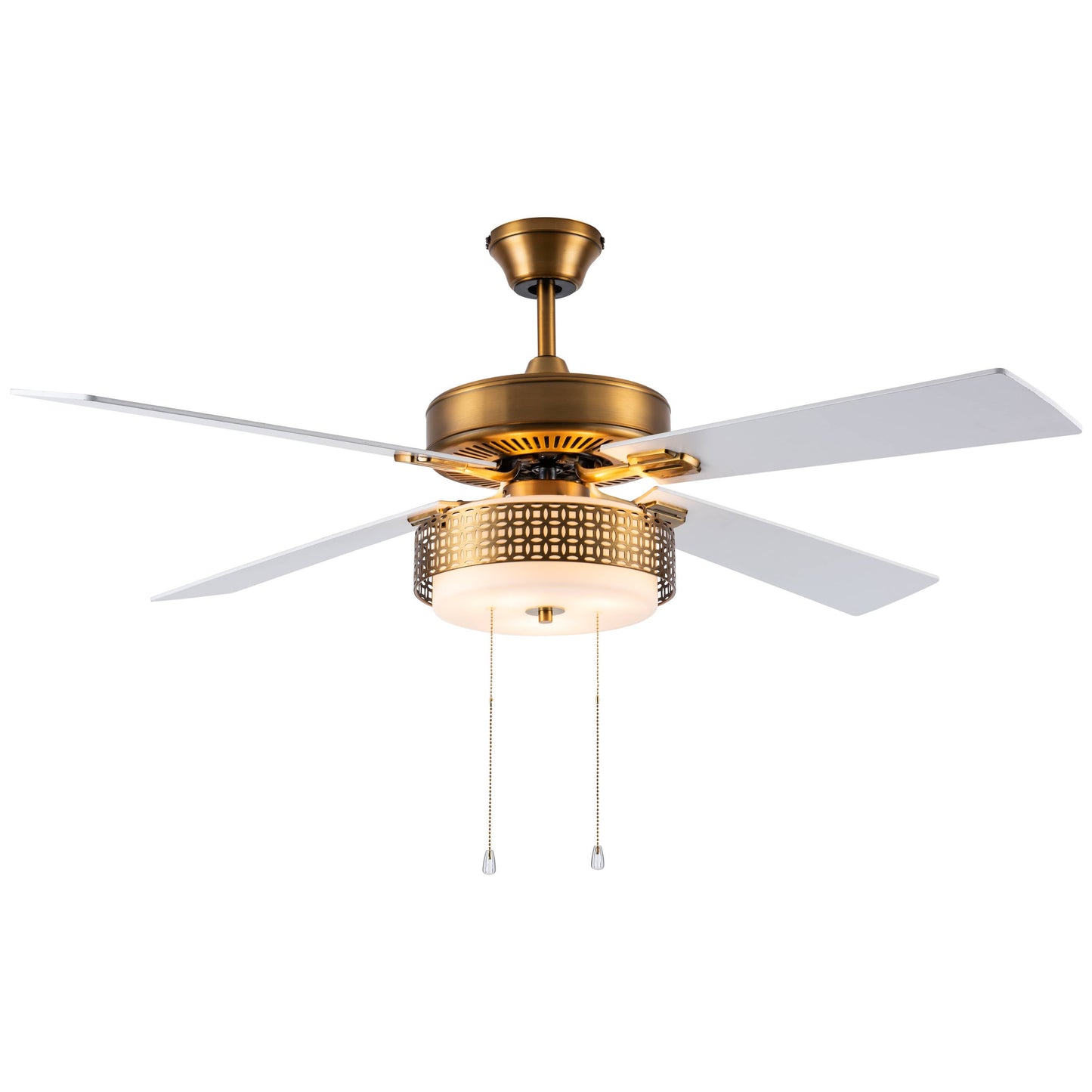 52"W Levi Brass 4-Blade LED Ceiling Fan