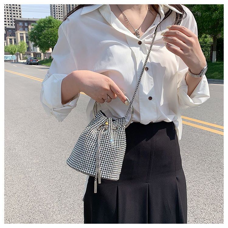 Rockin my Rhinestones Bucket bag with Diamond Chain Tassel