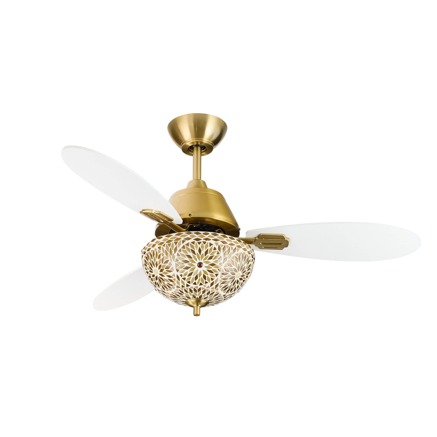 42"W LED Indoor Gold and White Mosaic Glass Ceiling Fan