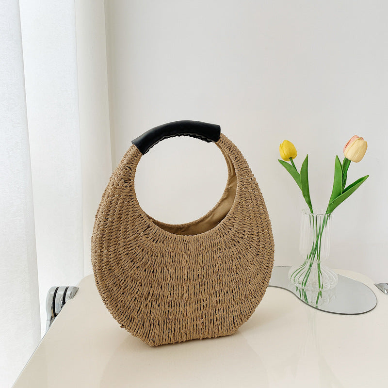 Rattan Moon Handbag