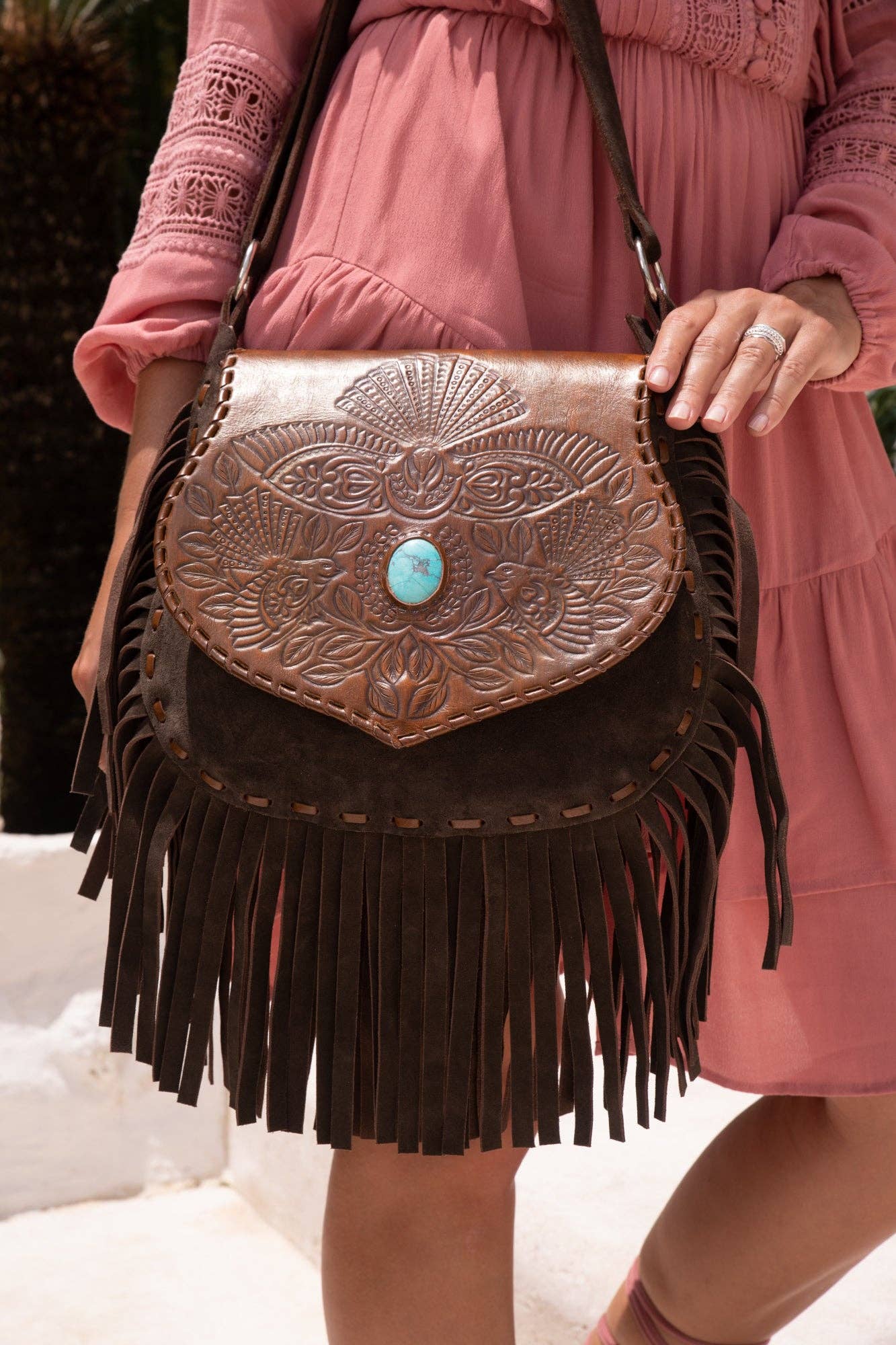 Lushington Fantail Bag (no studs) Antique Medium Brown/Dark Choc
