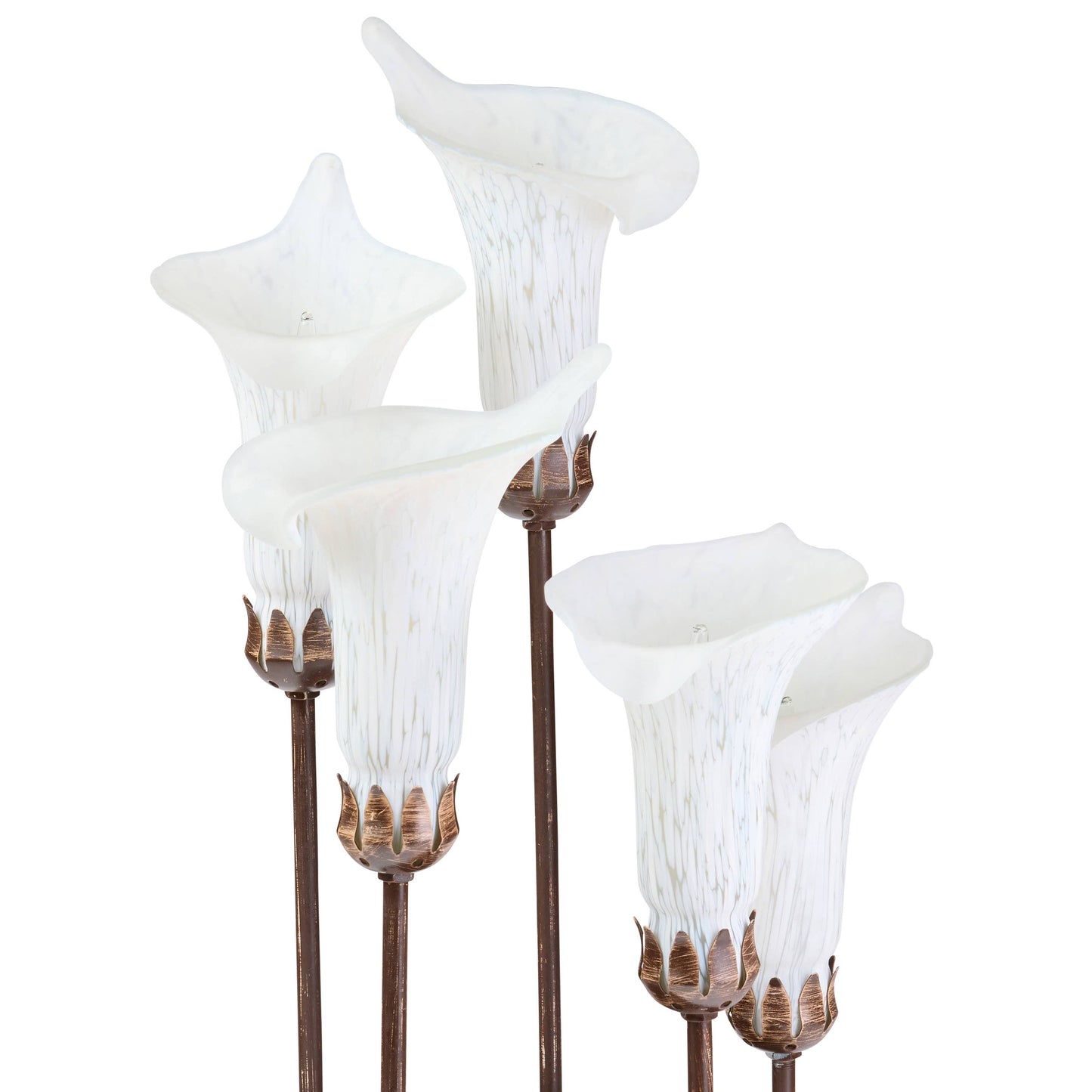 19.5"H Calla Lily Bronze Base with White Shades Table Lamp