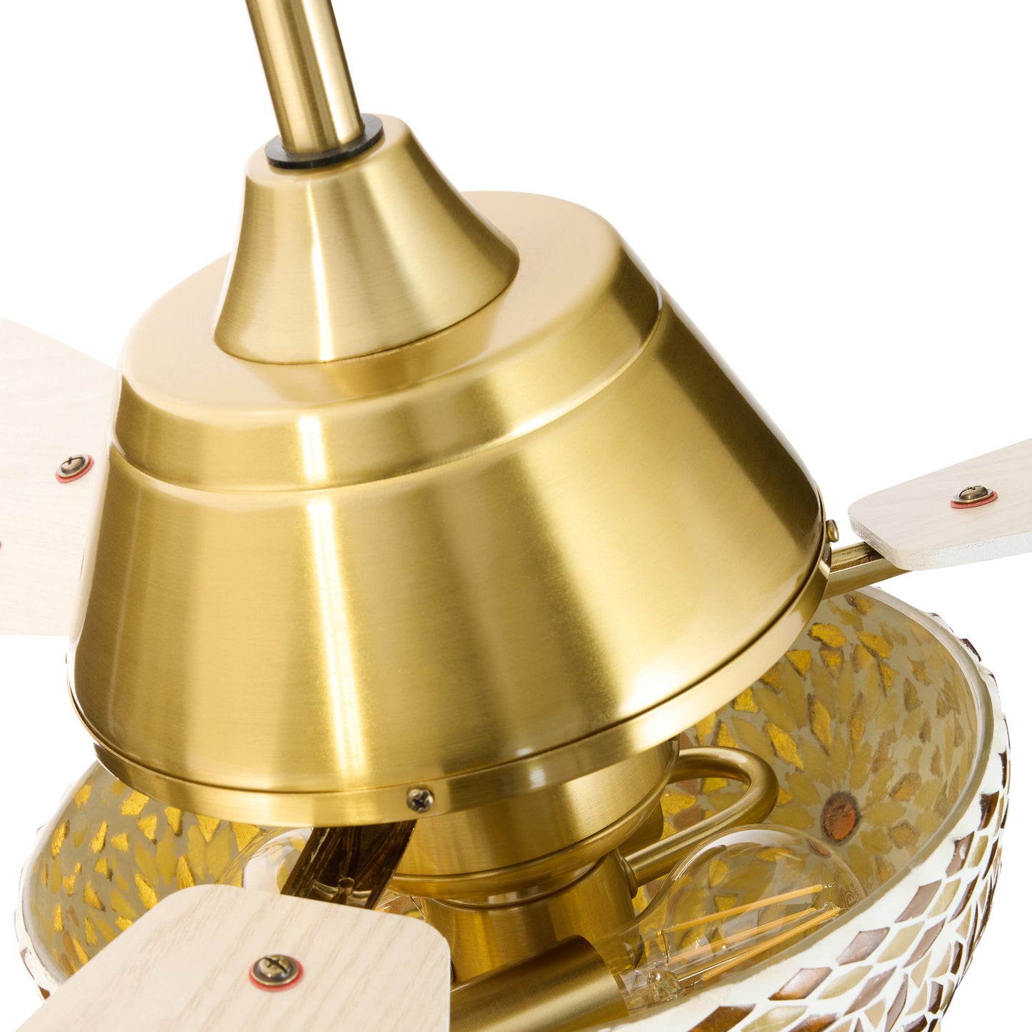 42"W LED Indoor Gold and White Mosaic Glass Ceiling Fan