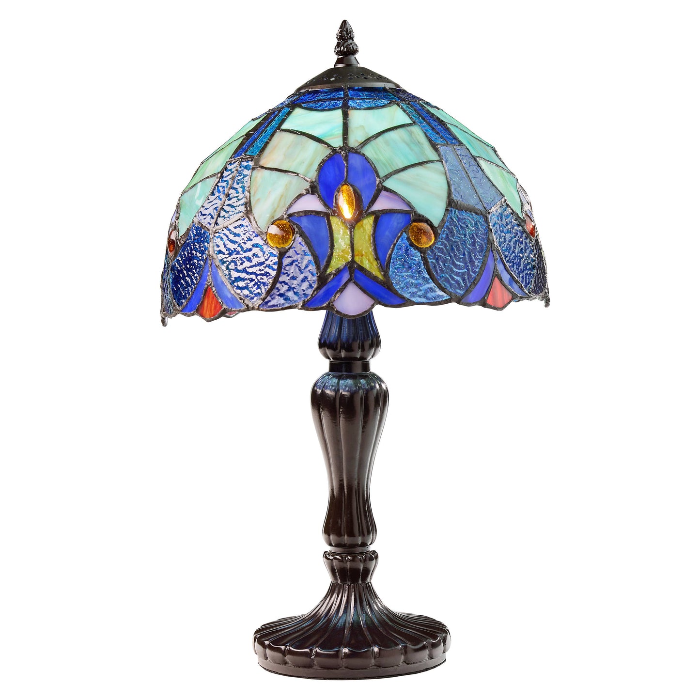 17"H Halston Candlestick Base Dome Shade stained glass Table Lamp